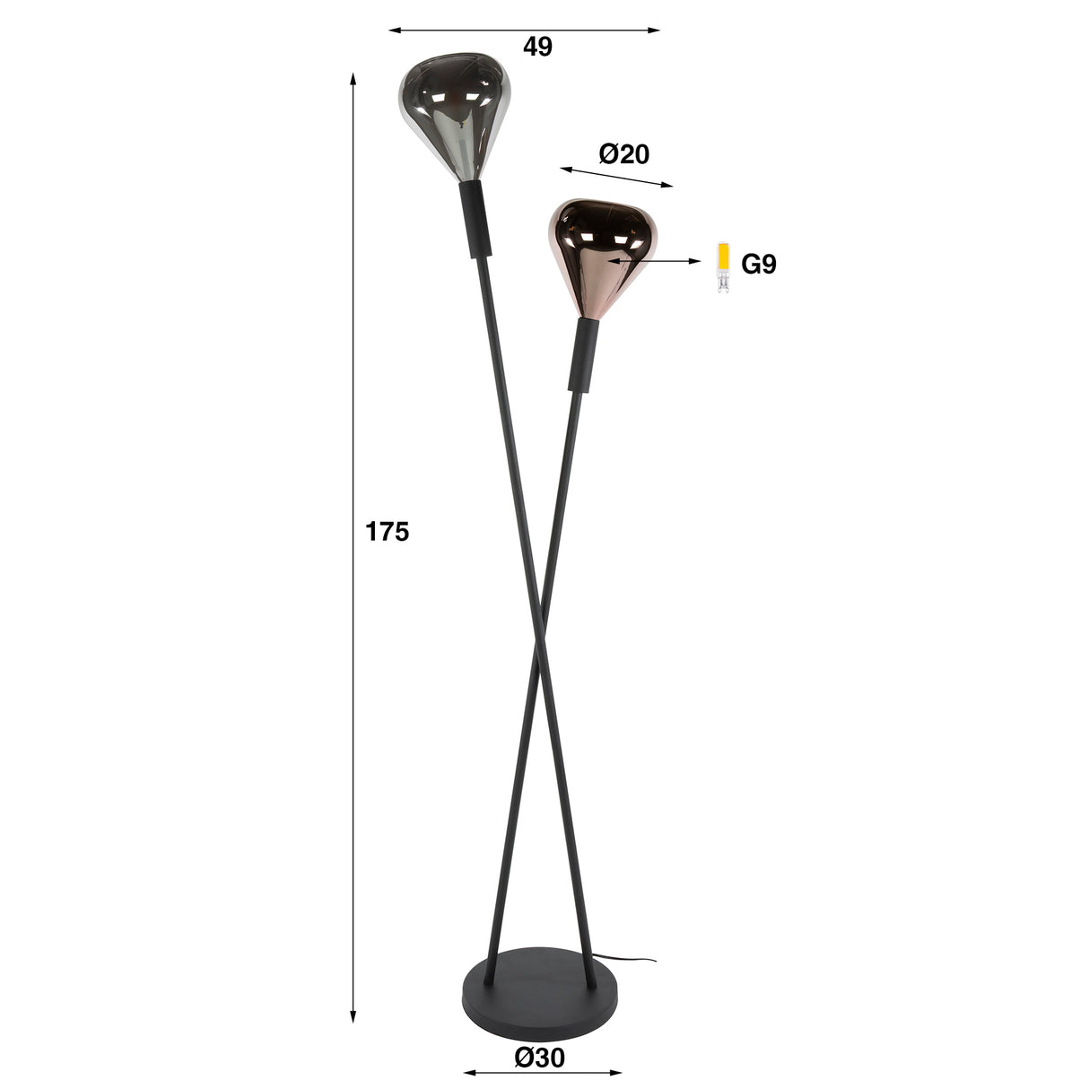 Vloerlampen - Moderne Vloerlamp Noxen 2 - lichts Zwart - Dimehouse