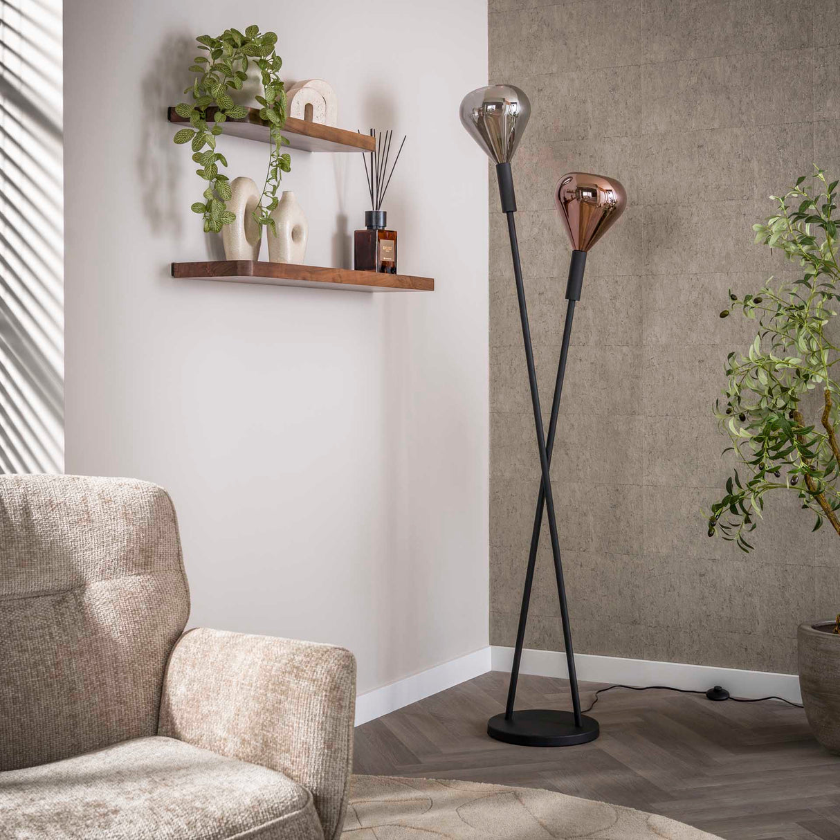 Vloerlampen - Moderne Vloerlamp Noxen 2 - lichts Zwart - Dimehouse