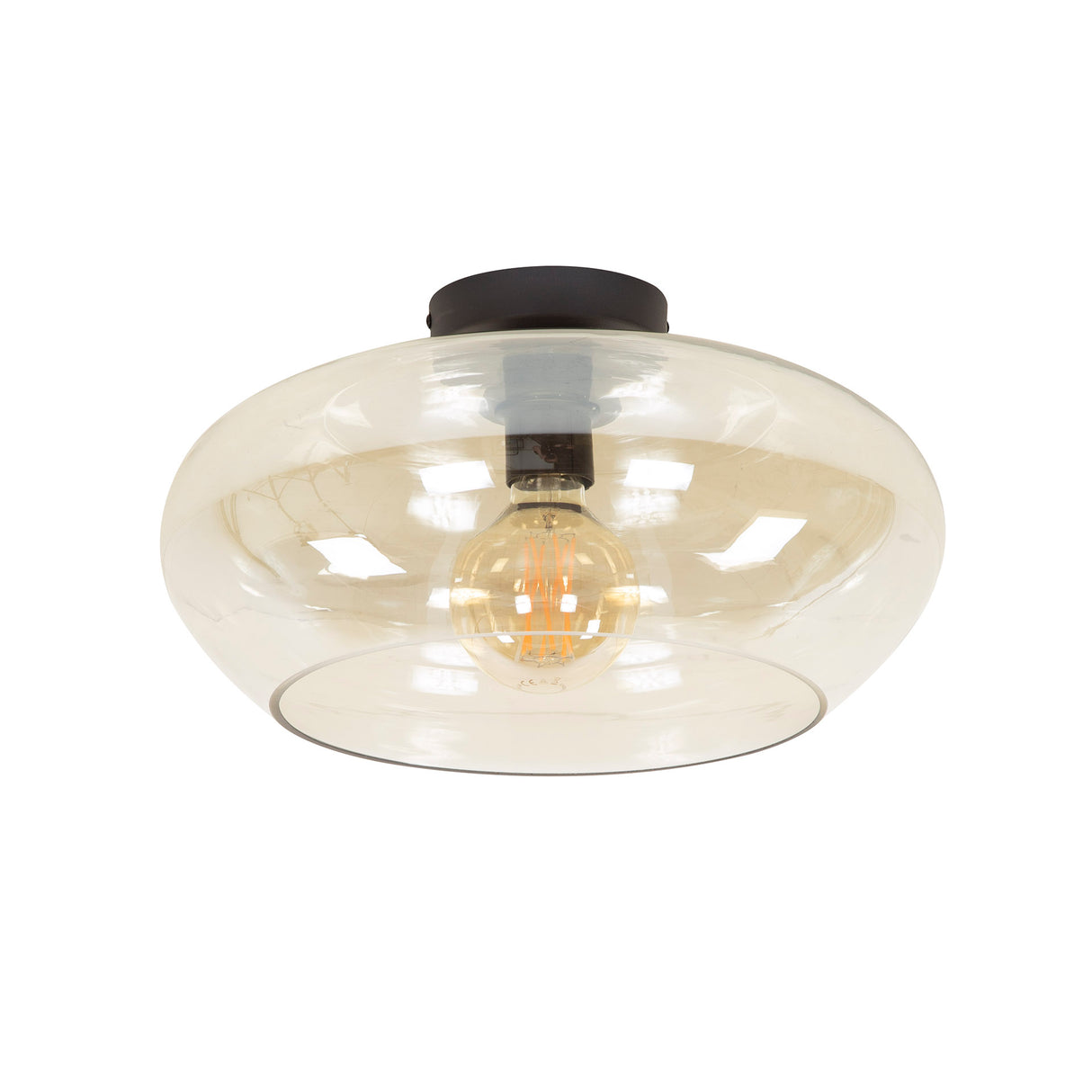 Plafondlampen - Plafondlamp Phil 1 - lichts amberkleurig glas - Dimehouse