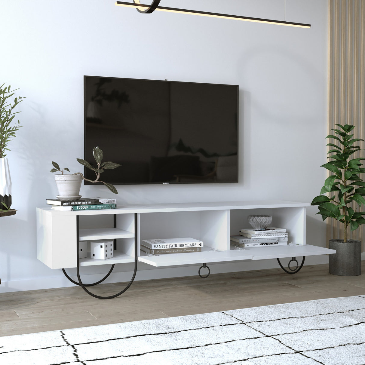 TV Meubels - TV Meubel Norfolk Wit Melamine 150x44x36 cm - Dimehouse