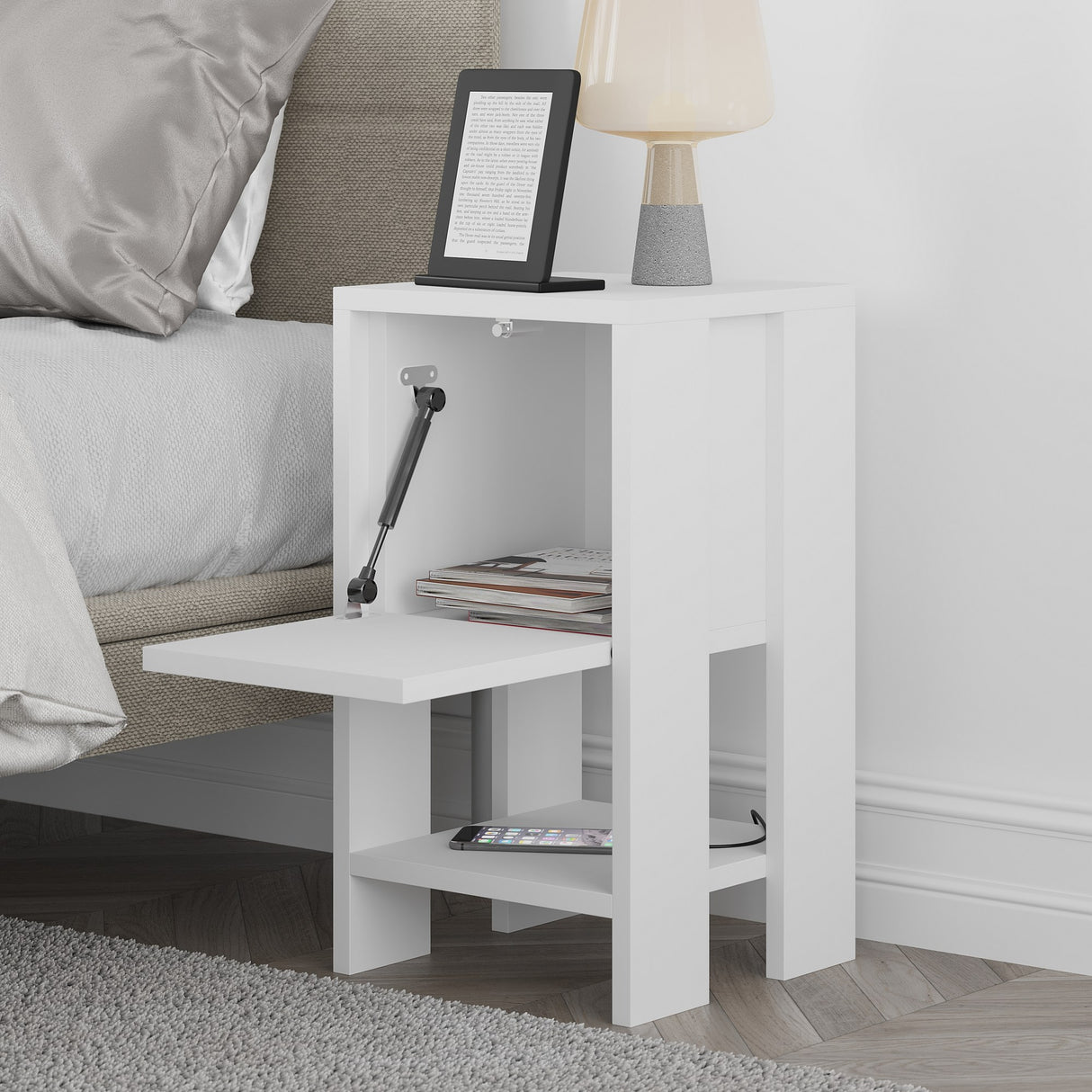 Nachtkastjes - Nachtkastje Ema Wit Melamine 30x55x30 cm - Dimehouse