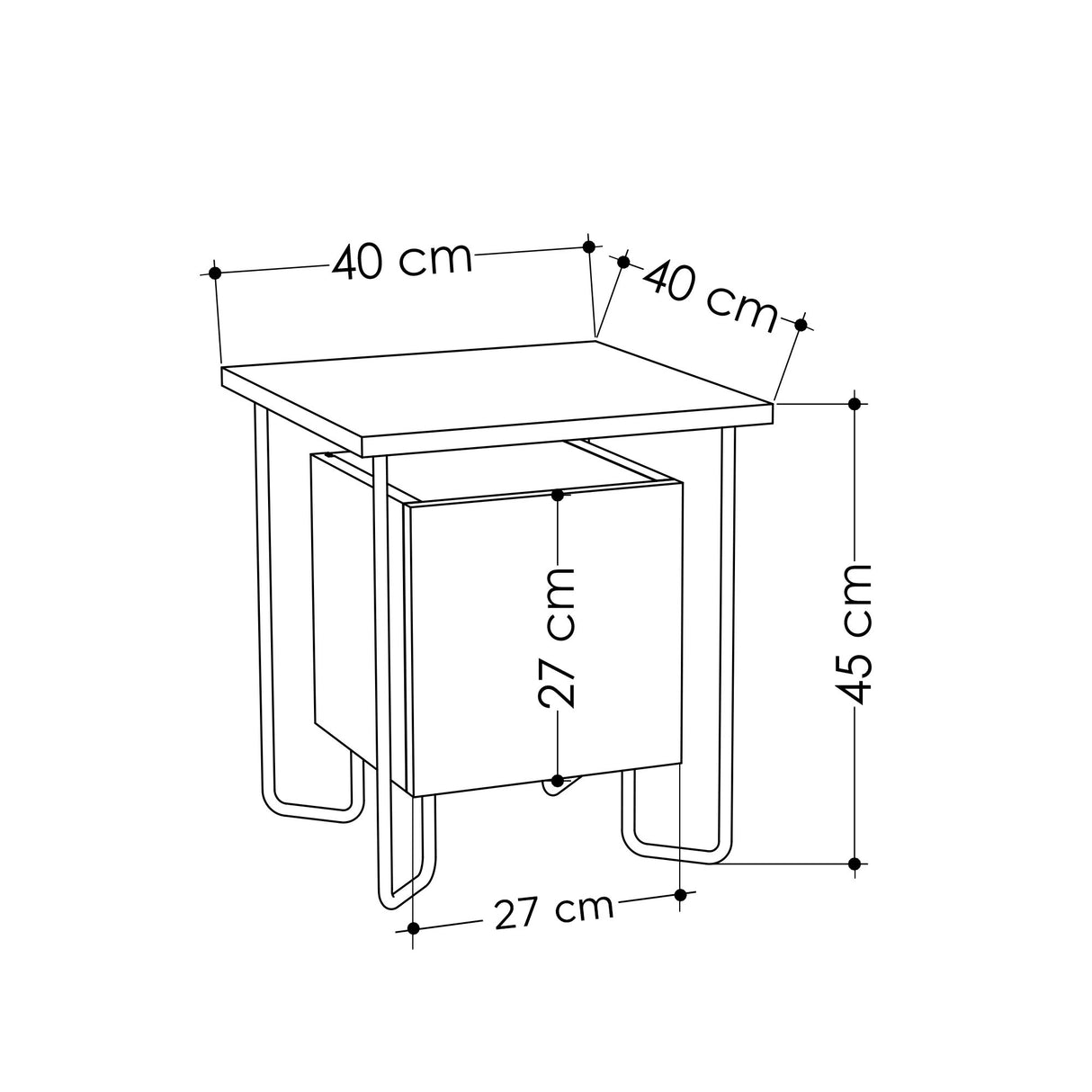 Comodino Acres Melaminico Marrone scuro 40x45x40 cm
