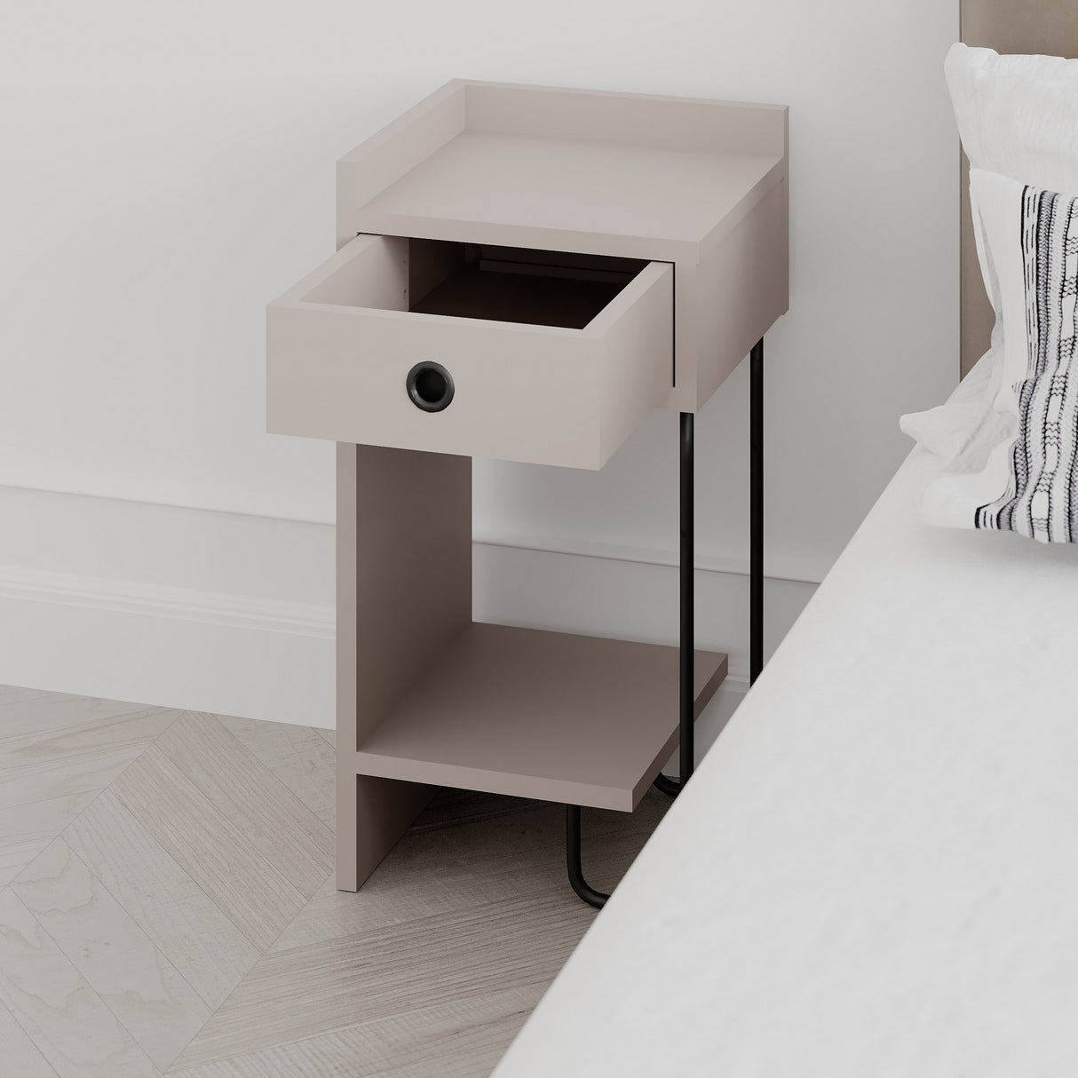 Comodino Sirius Sinistro Moka Melaminico 32x61x30 cm