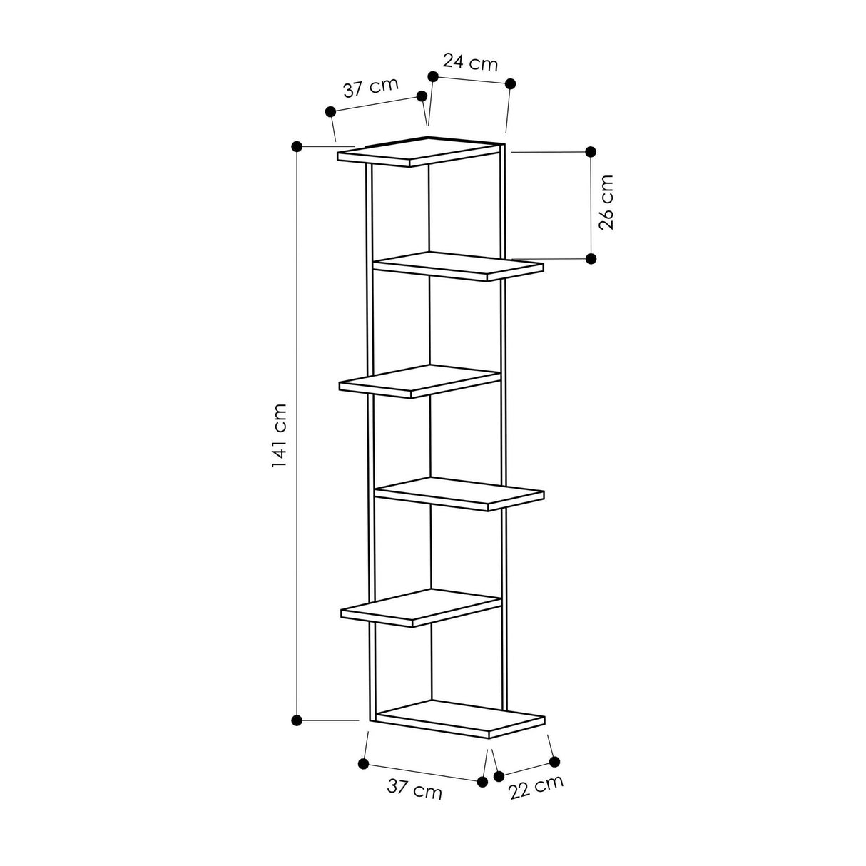 Libreria Saso Melaminico Bianco 37x141x24 cm