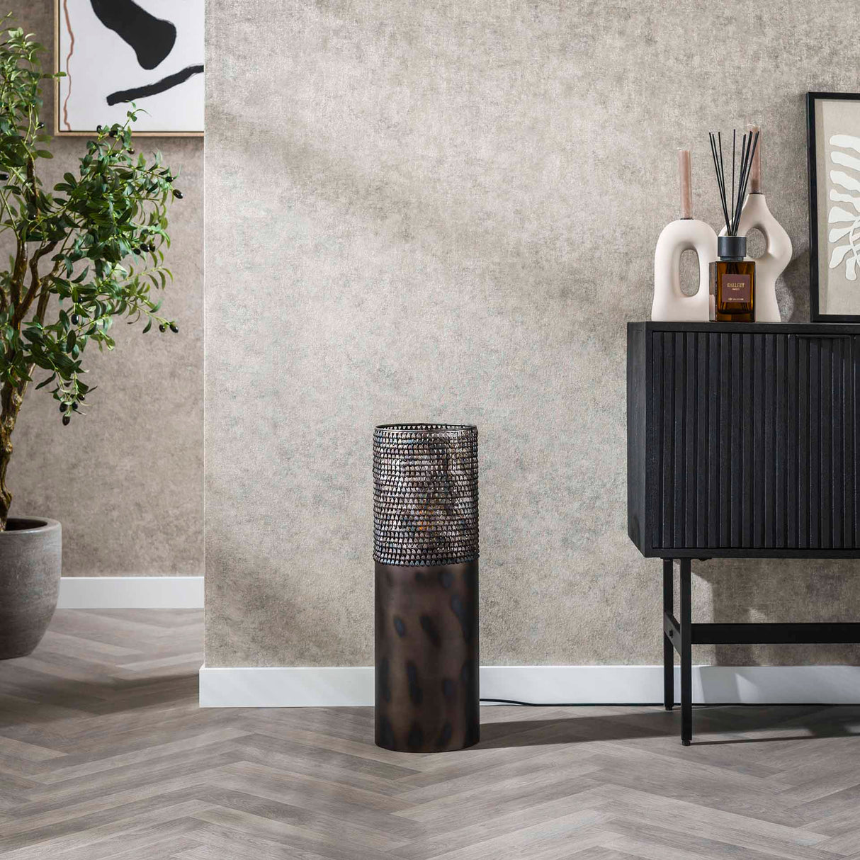 Vloerlampen - Vloerlamp cilinder Brick 60 cm zwart bruin - Dimehouse