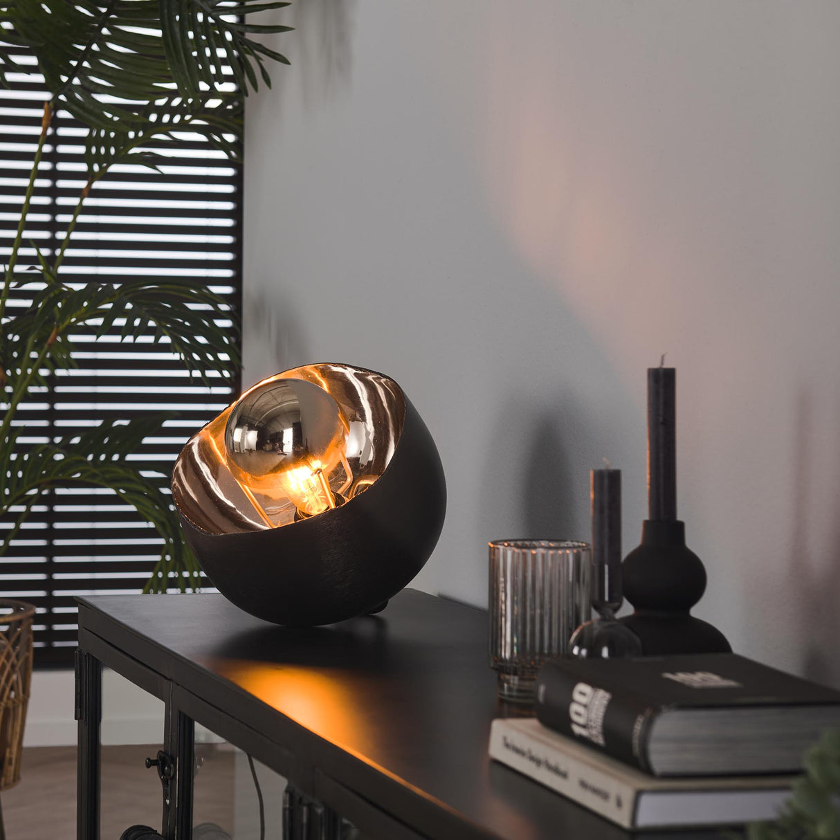 Tafellampen - Oria Tafellamp Ø28 Mirror Zwart Nikkel - Dimehouse