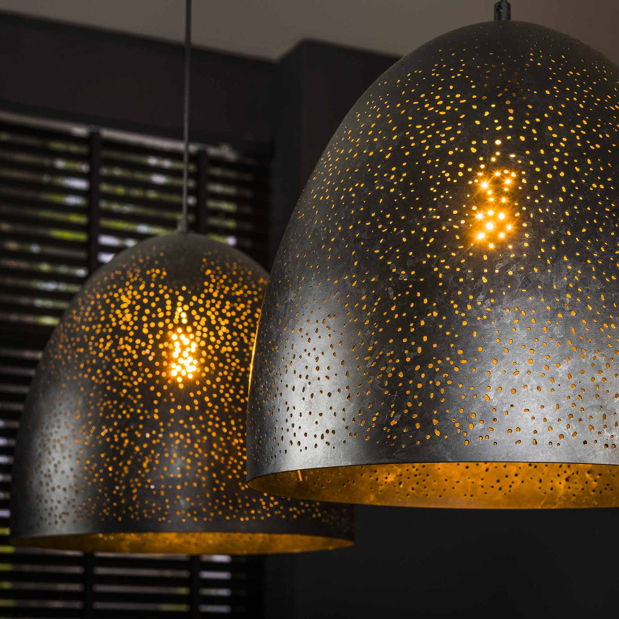 Lampada a sospensione industriale Kylian a 2 luci in metallo nero