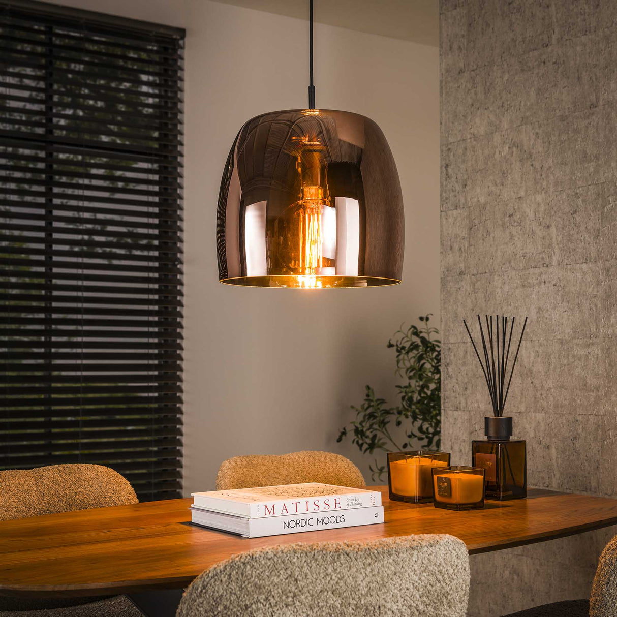 Lampada a sospensione Dain a 1 luce in vetro color rame