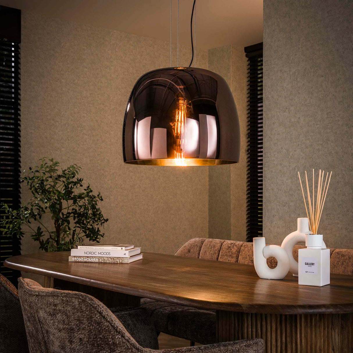 Lampada a sospensione Dain a 1 luce XL in vetro color rame