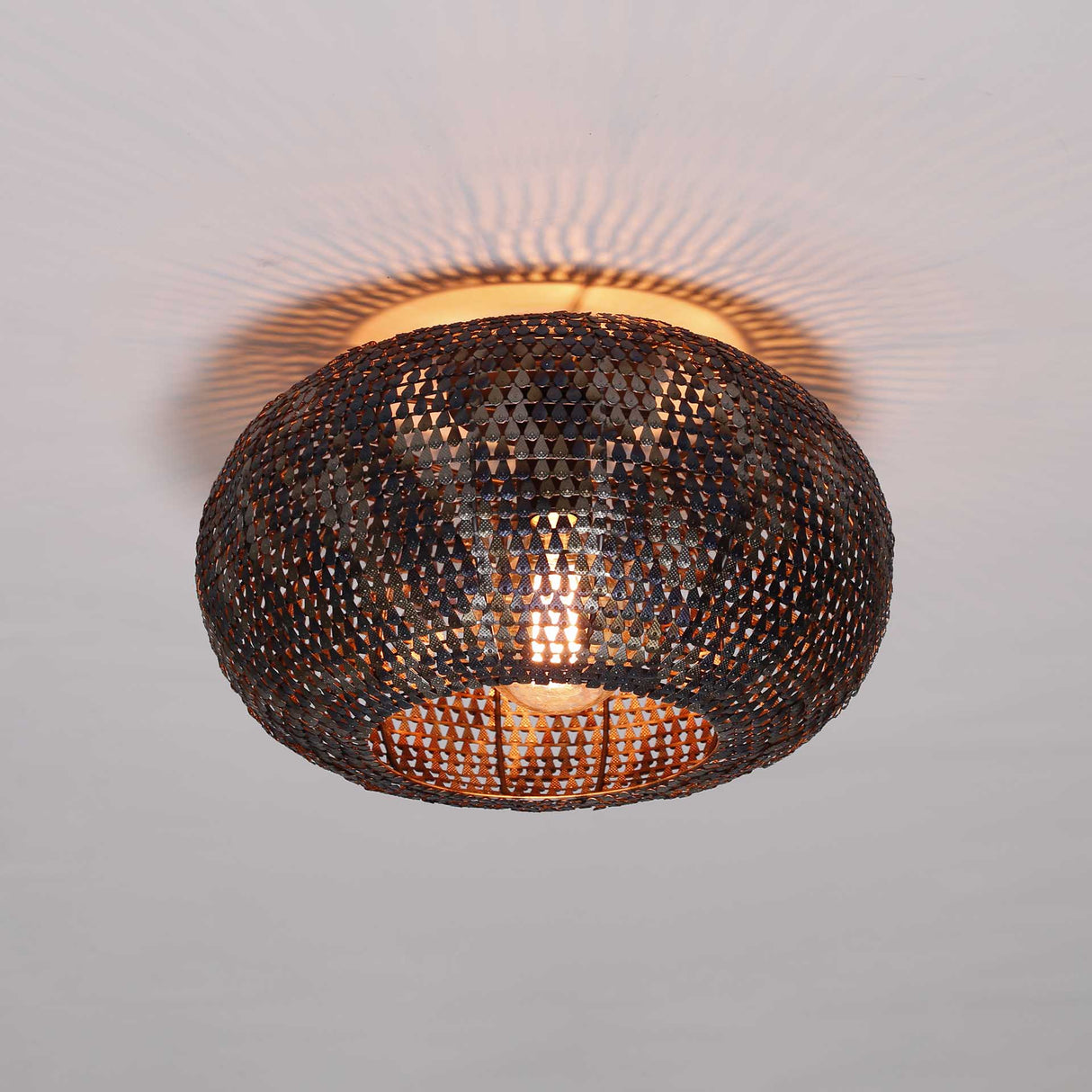 Plafondlampen - Plafondlamp Alfie metaal zwart bruin - Dimehouse