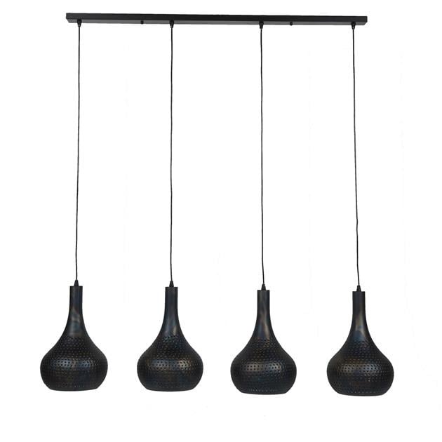 Lampada a sospensione Aya 4 Nero-Marrone DH Interno Marrone LxPxH 123x45x28 Marrone nero Bianca foto vista frontale