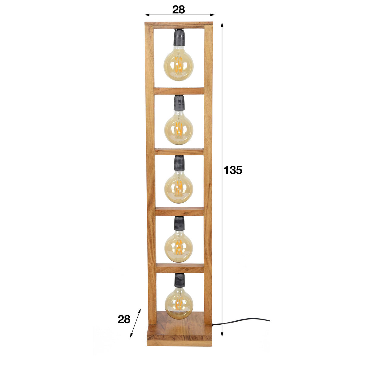 Lampada da terra Ethan DH Interior Acacia LxPxH 136x30x30 Legno di acacia Bianco Indicazione dimensione foto