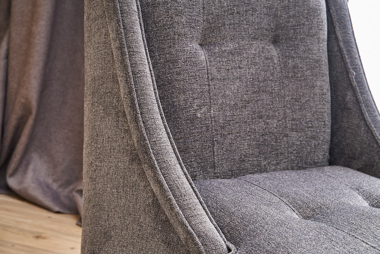 Poltrona in tessuto ciniglia grigio rurale classico Ella