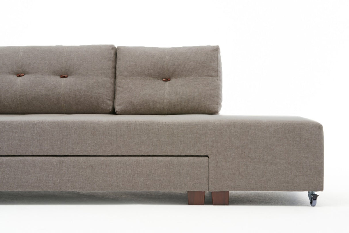 Divano letto tessuto tortora - XL 280x206 cm - con ruote - Sinistra - Manama