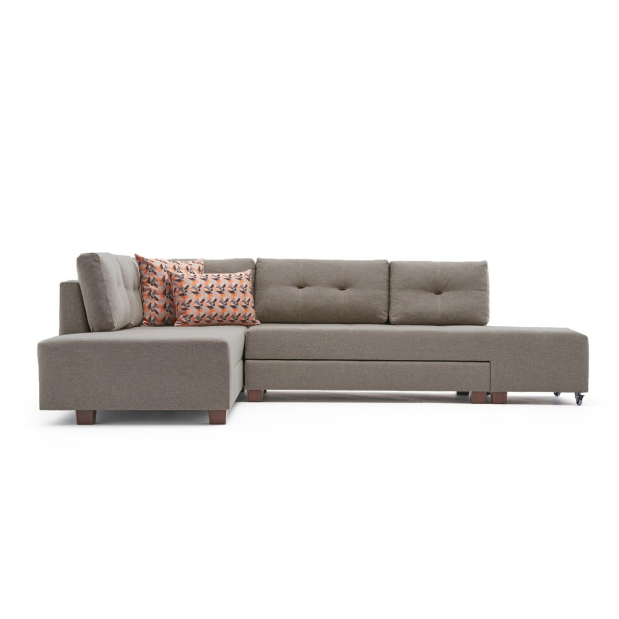 Divano letto tessuto tortora - XL 280x206 cm - con ruote - Sinistra - Manama