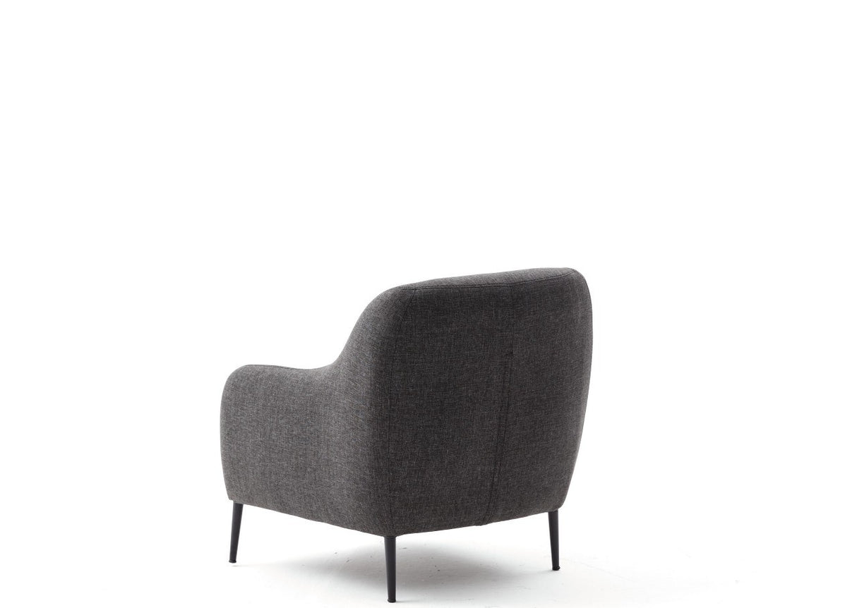 Fauteuils - Scandinavische fauteuil Antraciet gemêleerde linnen stof met kussen Venus - Dimehouse