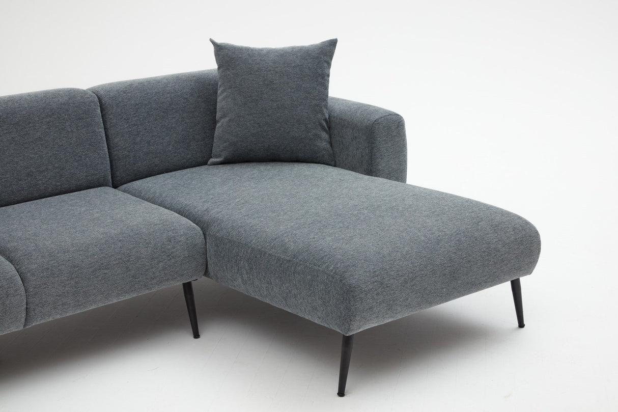 Divano angolare in tessuto antracite - Gambe alte e sottili - Interno solido - 252 x 155 cm - Laterale