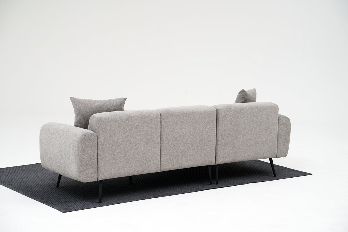 Divano angolare in tessuto grigio - Gambe alte e sottili - Interno solido - 252 x 155 cm - Laterale