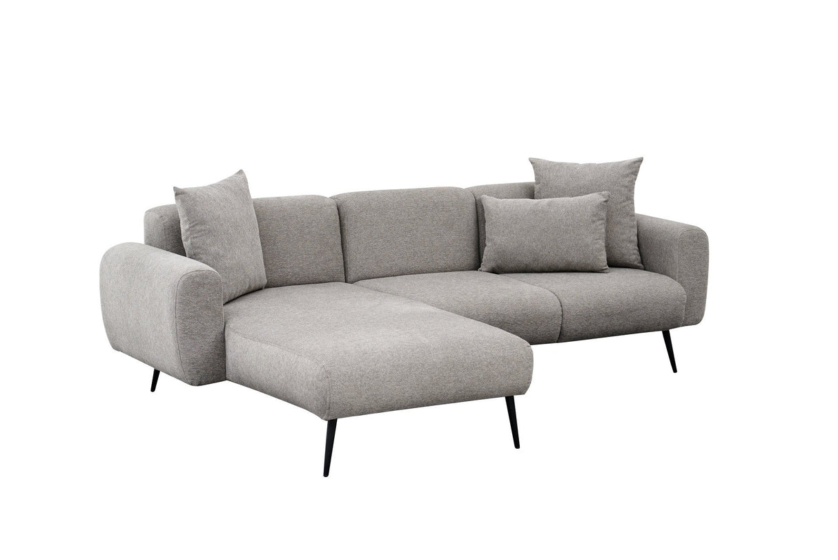 Divano angolare in tessuto grigio - Gambe alte e sottili - Interno solido - 252 x 155 cm - Laterale