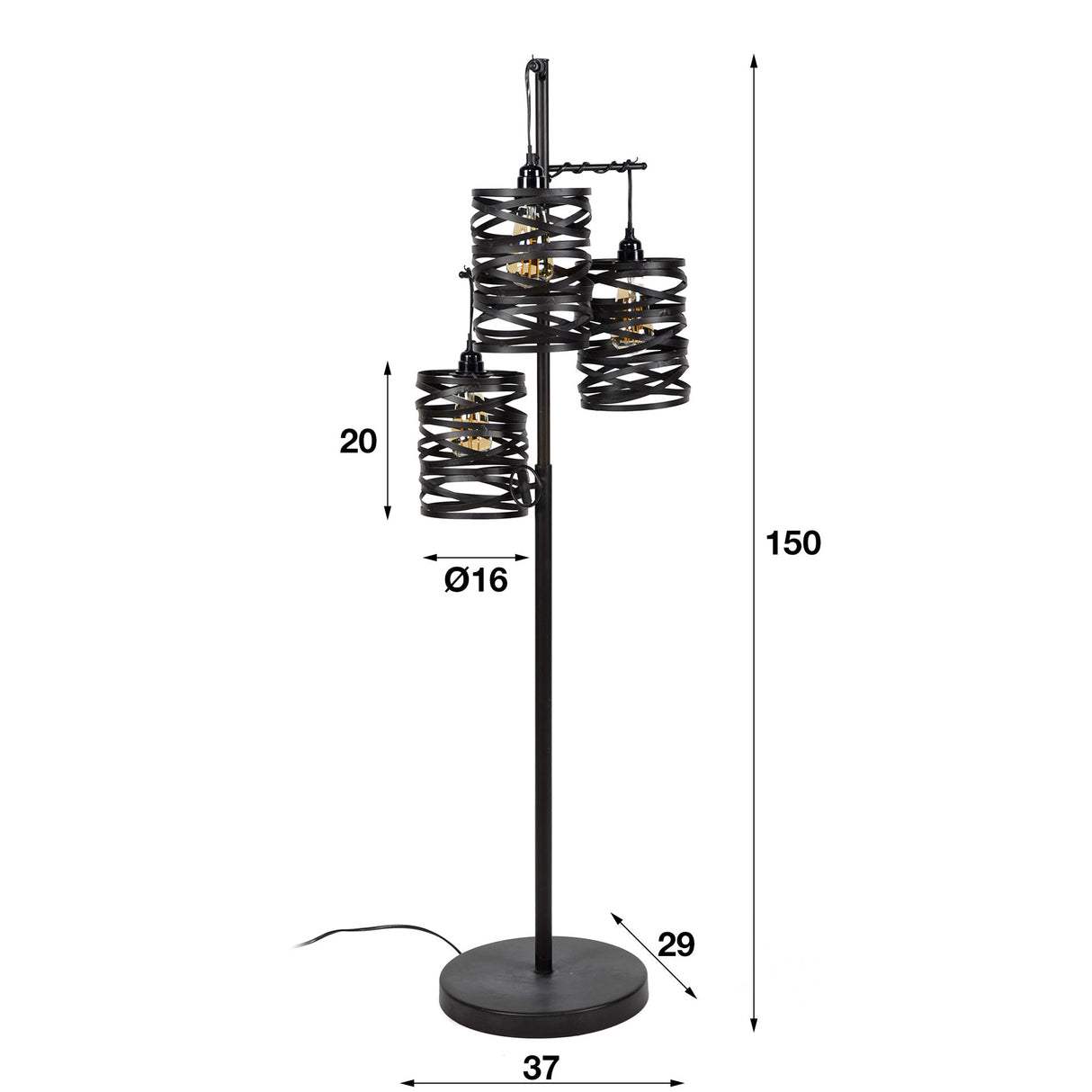 Lampada da terra Spin DH Interior Grigio LxLxH 120x39x39 Grigio ardesia Bianco Indicazione dimensione foto