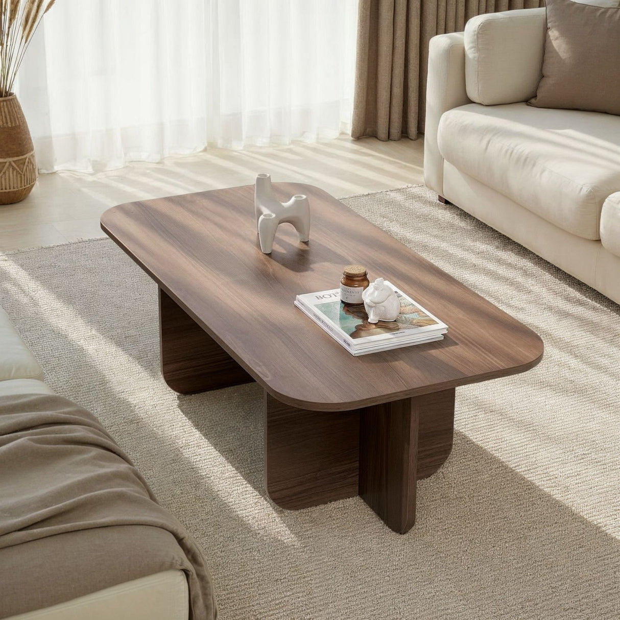 Tavolino Akira effetto noce 120 x 60 cm Legno rivestito melaminico