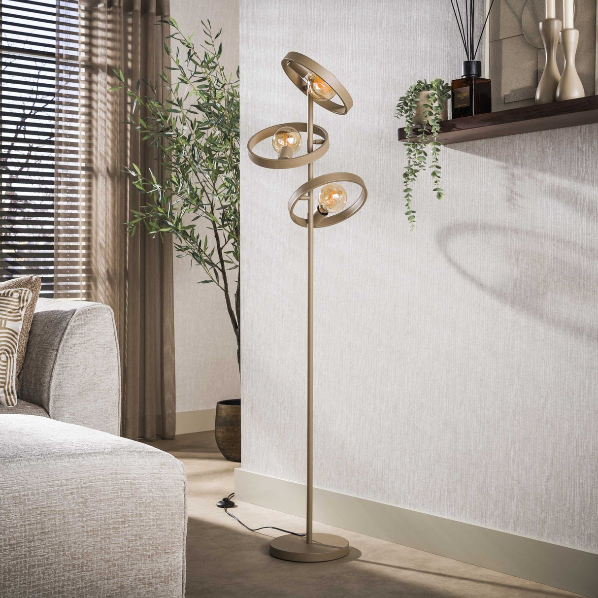 Vloerlampen - Moderne Vloerlamp Otan 3L Beige 155 cm - Dimehouse