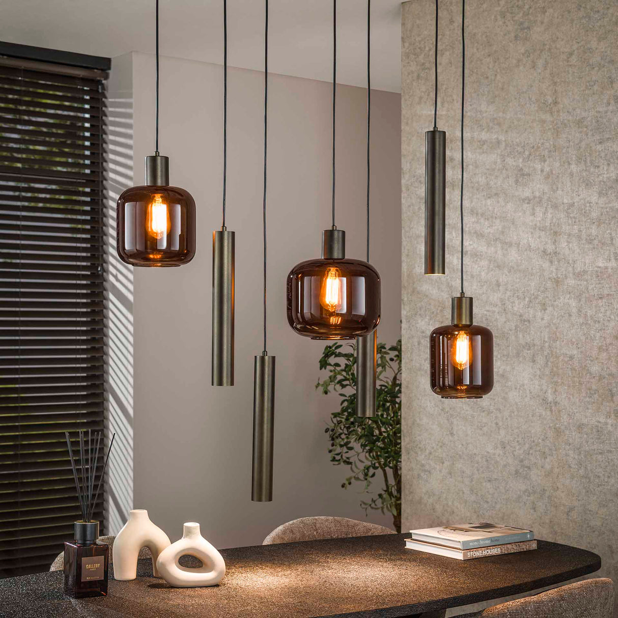 Hanglampen - Hanglamp Dax 7 - lichts brons 105 cm - Dimehouse