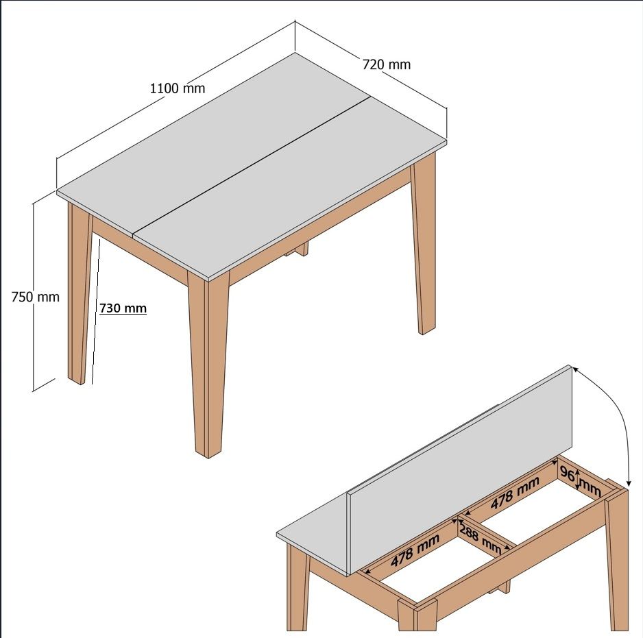 Tavolo da cucina Kiev in noce bianco 110 cm Legno composito rivestito melaminico noce/bianco