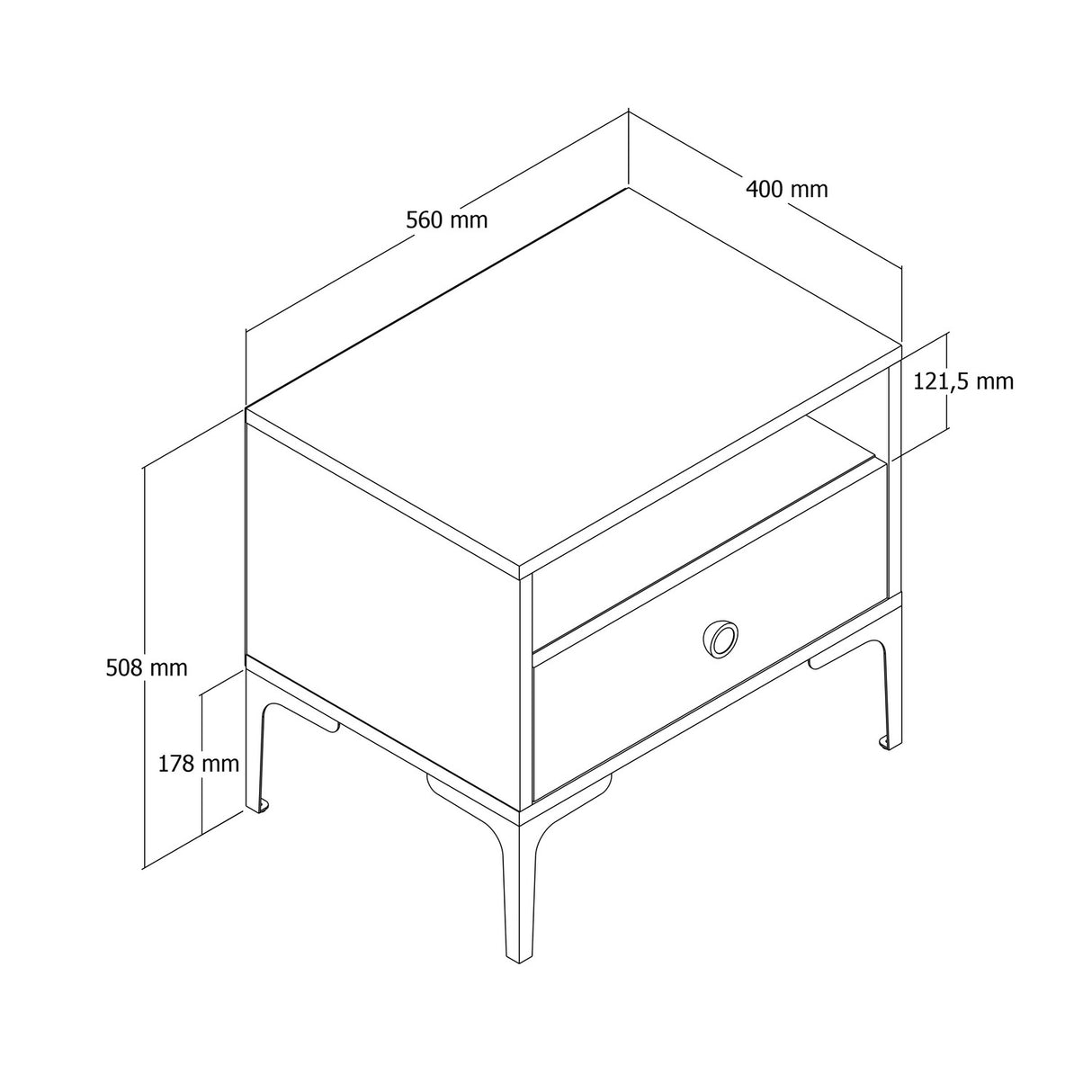 Nachtkastjes - Nachtkastje Lizbon Walnoot Wit Marmer Melamine 56x50,8x40 cm - Dimehouse
