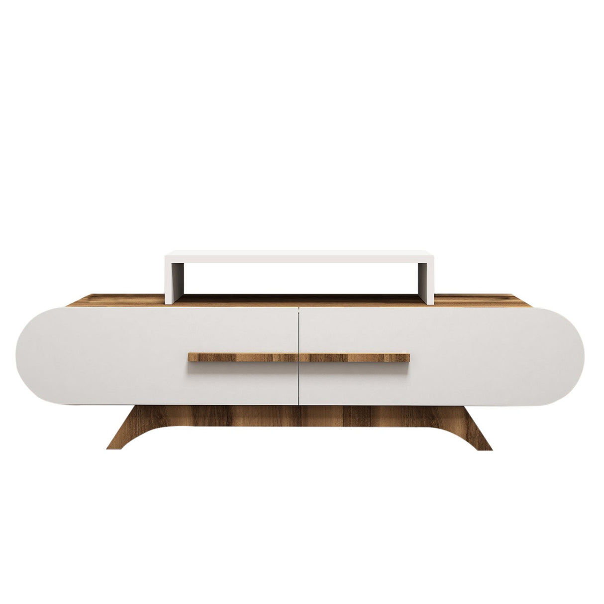 TV Meubels - TV Meubel Rose Walnoot Wit Melamine 145x49,8x36,8 cm - Dimehouse