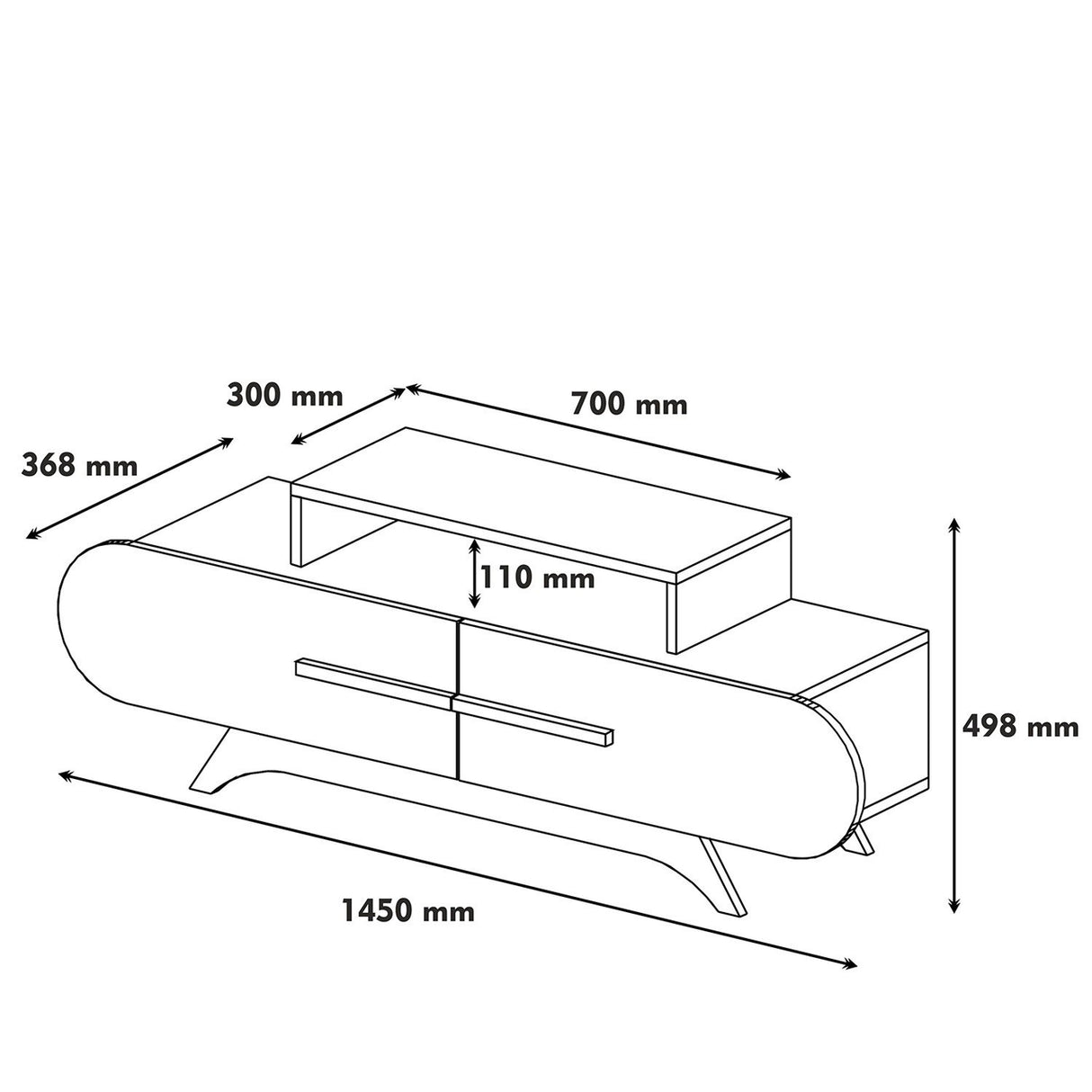 TV Meubels - TV Meubel Rose Walnoot Wit Melamine 145x49,8x36,8 cm - Dimehouse