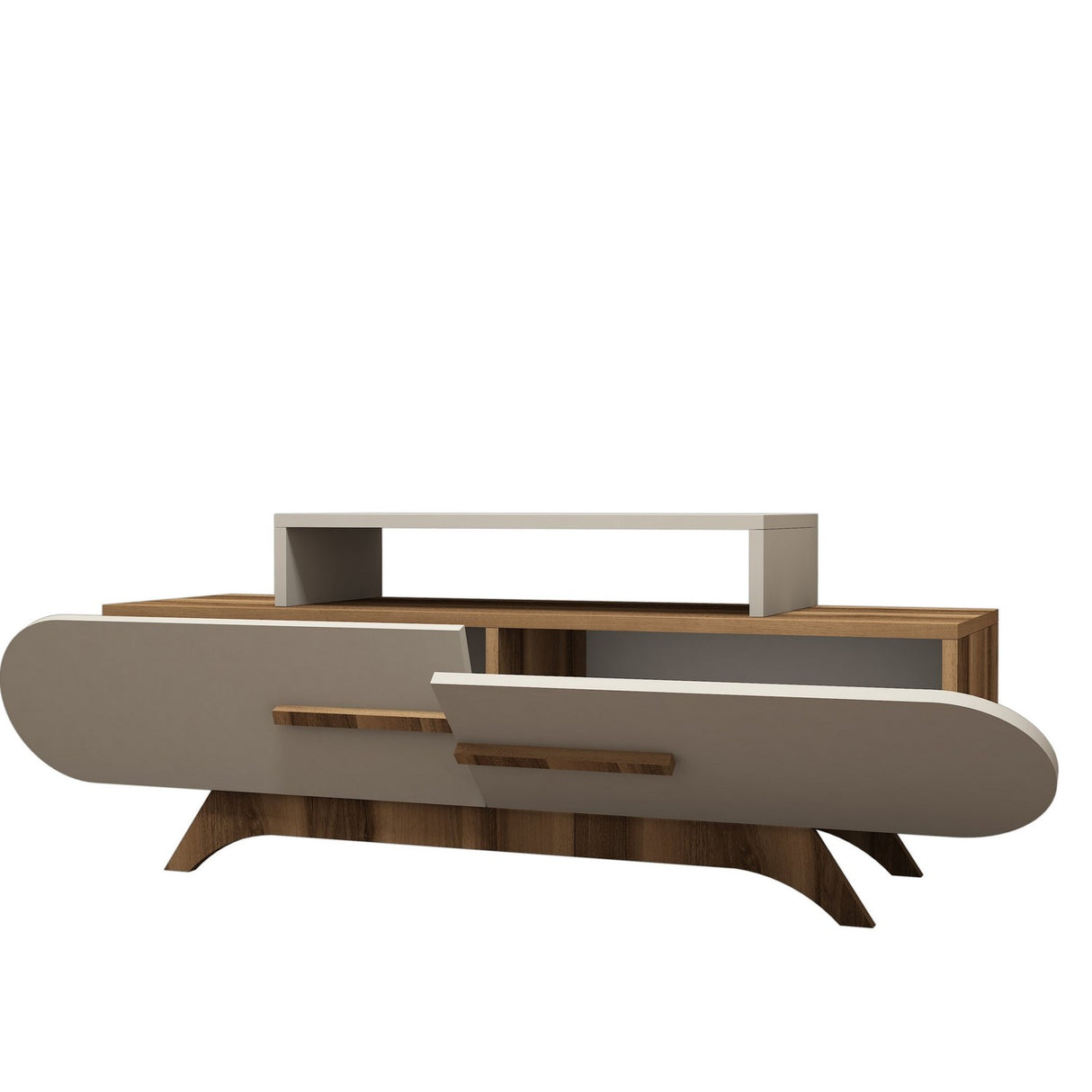 TV Meubels - TV Meubel Rose Walnoot Crème Melamine 145x49,8x36,8 cm - Dimehouse