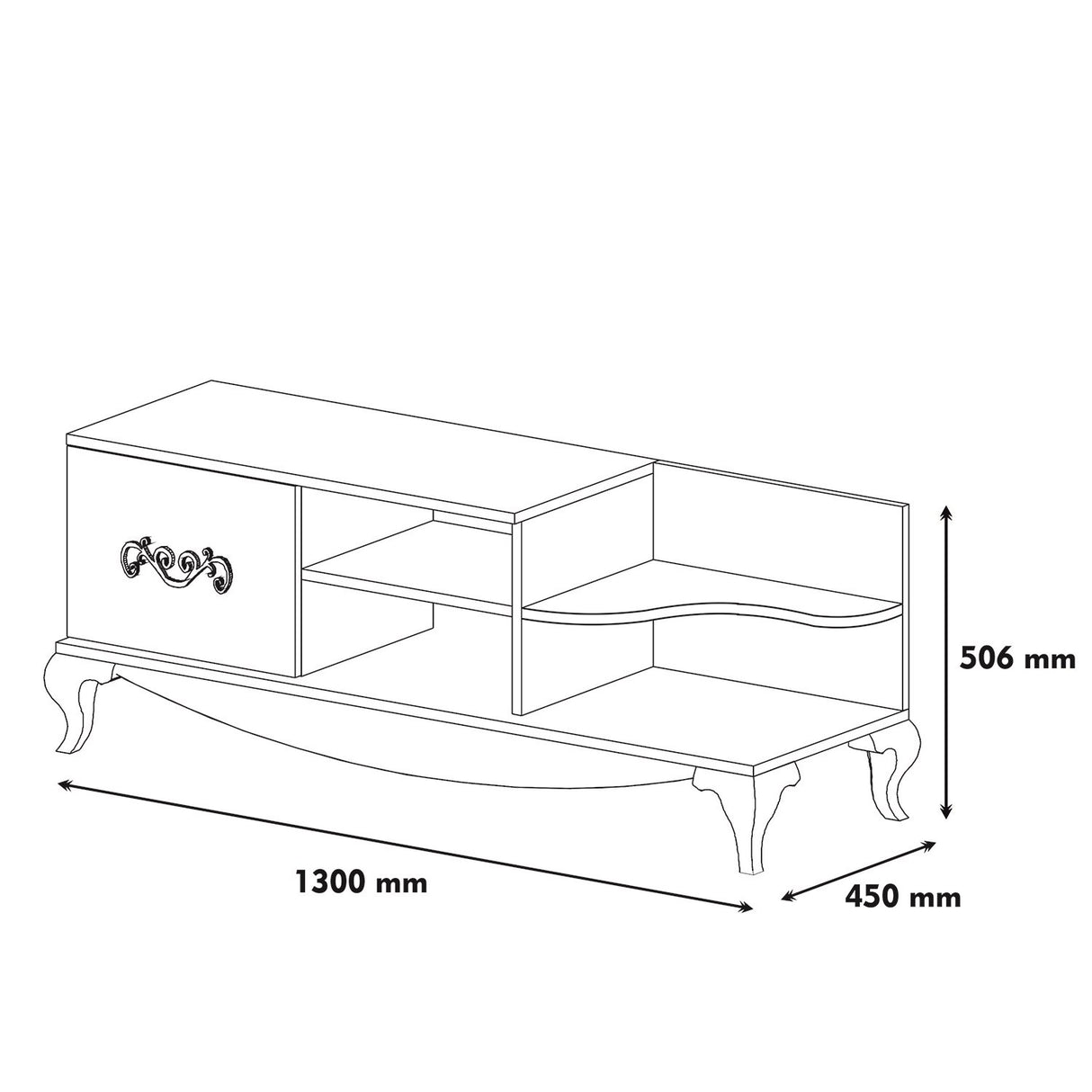TV Meubels - TV Meubel Sultan Walnoot Wit Melamine 130x50,6x45 cm - Dimehouse