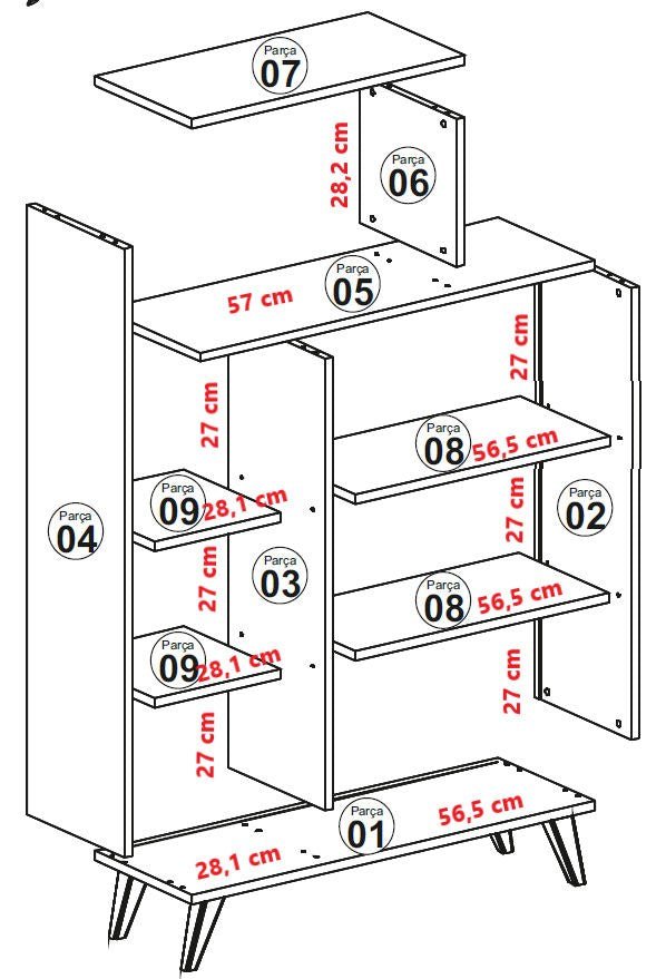 Libreria scandinava melaminico bianco Form 90x132x32 cm