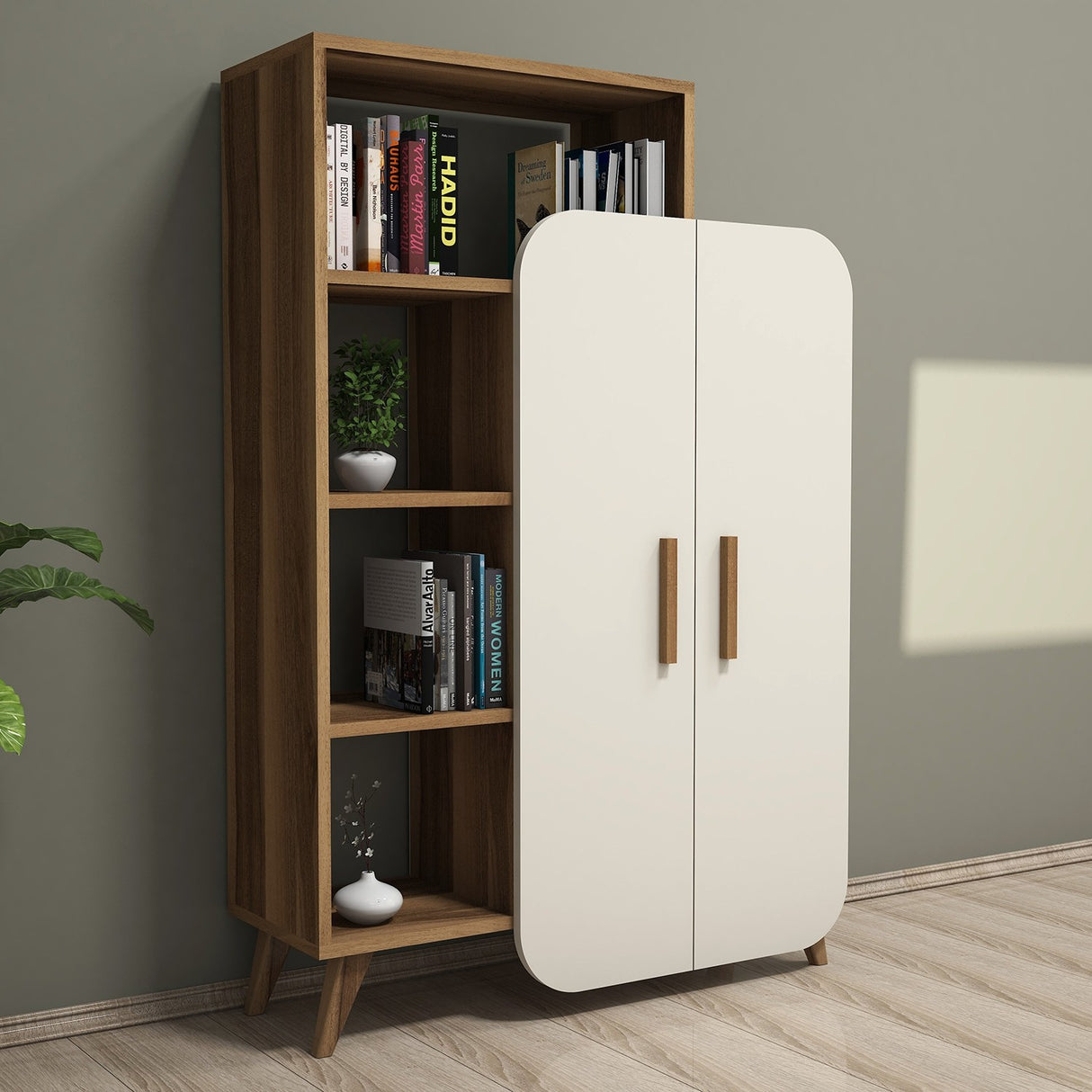 Libreria Form Noce Crema Melaminico 90x132x32 cm