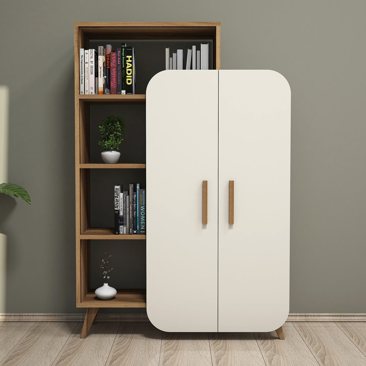 Libreria Form Noce Crema Melaminico 90x132x32 cm