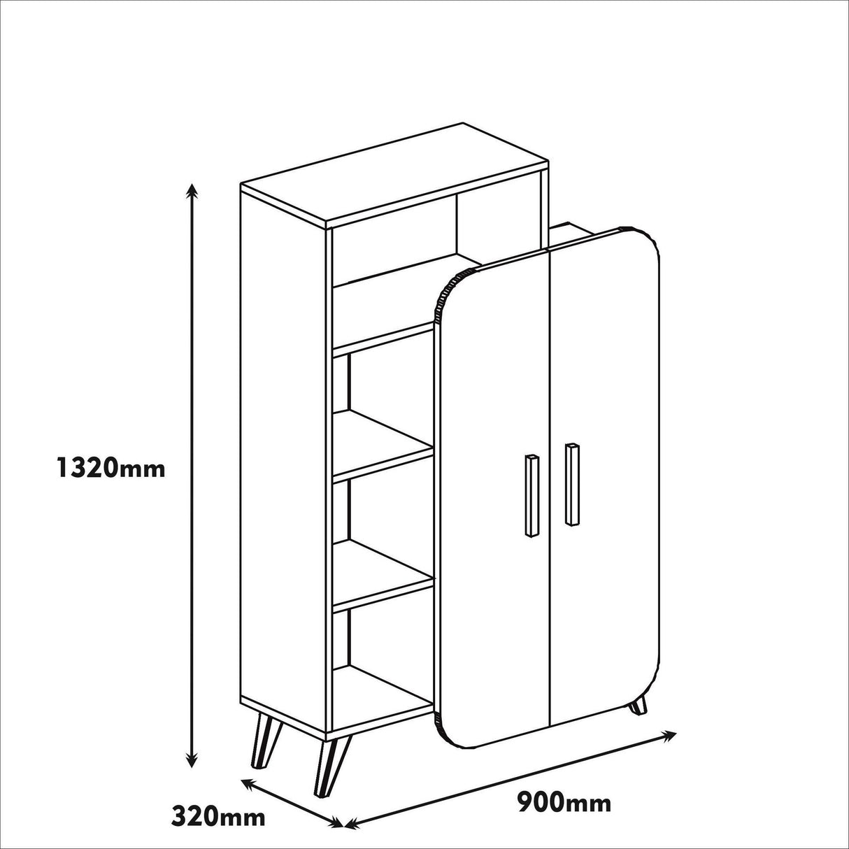 Libreria Form Noce Crema Melaminico 90x132x32 cm