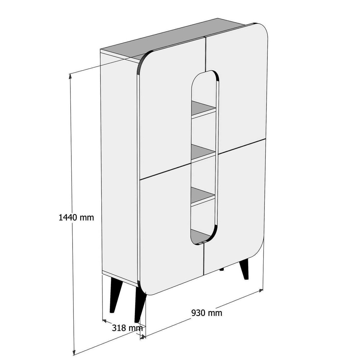 Wandkasten - Wandkast Mine Walnoot Wit Melamine 93x144x31,8 cm - Dimehouse