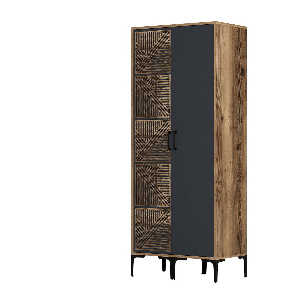 Armadio Kumsal PS Noce Antracite Melaminico 80x47,5x201,4 cm