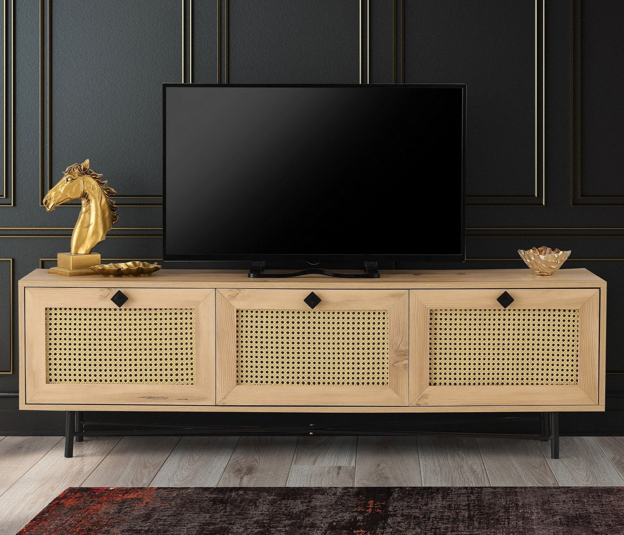 TV Meubels - TV Meubel Japandi Alcazar Eik Melamine 180x60x40 cm - Dimehouse