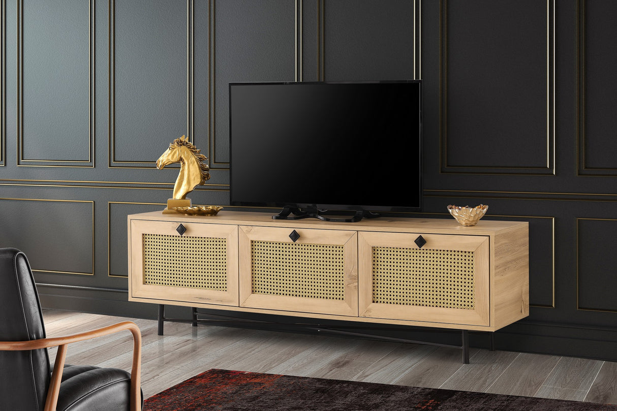 TV Meubels - TV Meubel Japandi Alcazar Eik Melamine 180x60x40 cm - Dimehouse