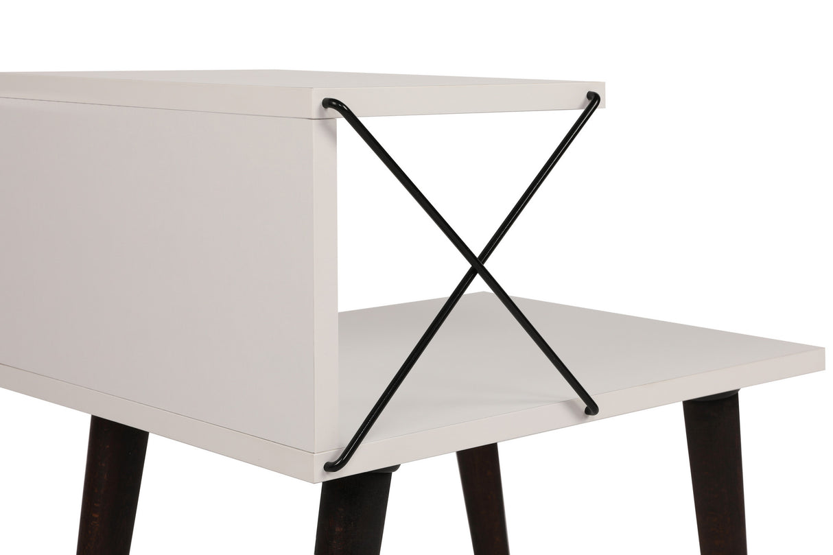 Nachtkastjes - Nachtkastje Cross Wit Melamine 50x55x40 cm - Dimehouse
