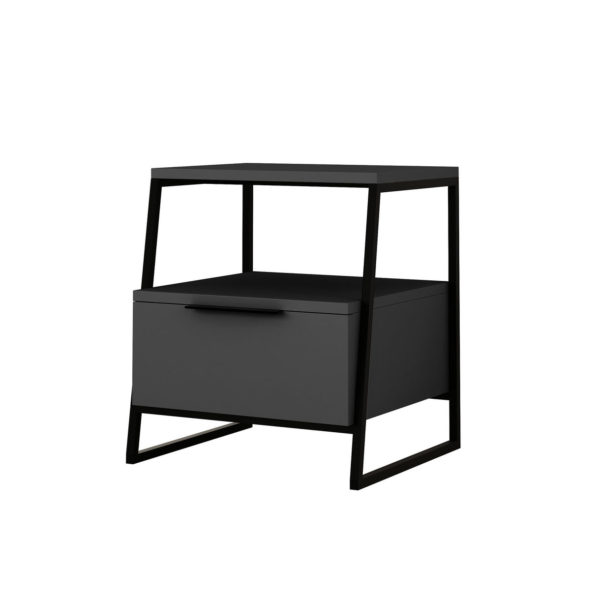 Nachtkastjes - Nachtkastje Pal Antraciet Melamine 45x50x40 cm - Dimehouse