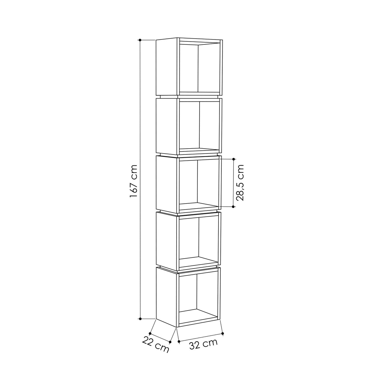 Boekenkasten - Boekenkast Multi Eik Wit Melamine 32x167x22 cm - Dimehouse