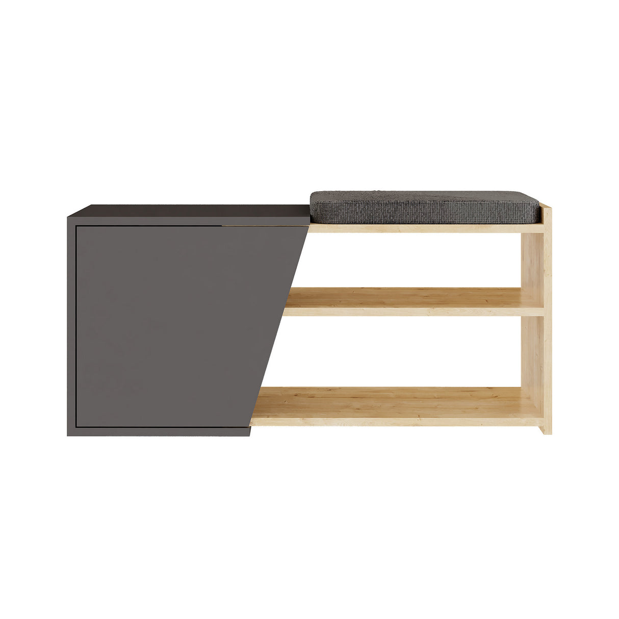 Schoenenkasten - Schoenenkast Fiona Eik Antraciet Melamine 104x37x47 cm - Dimehouse