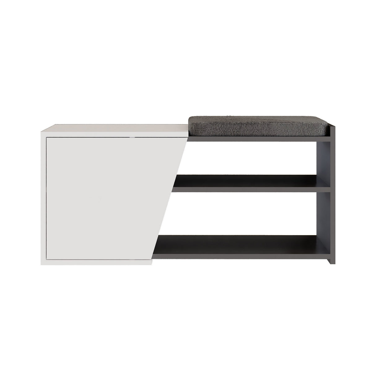 Schoenenkasten - Schoenenkast Fiona Bench Antraciet Wit Melamine 104,6x47,2x37,5 cm - Dimehouse