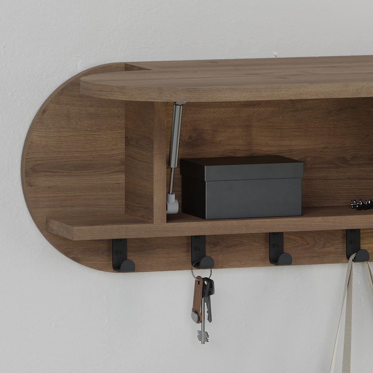 Appendiabiti Ovale 6 Ganci - Hitit - 84x29 cm - Con scomparto