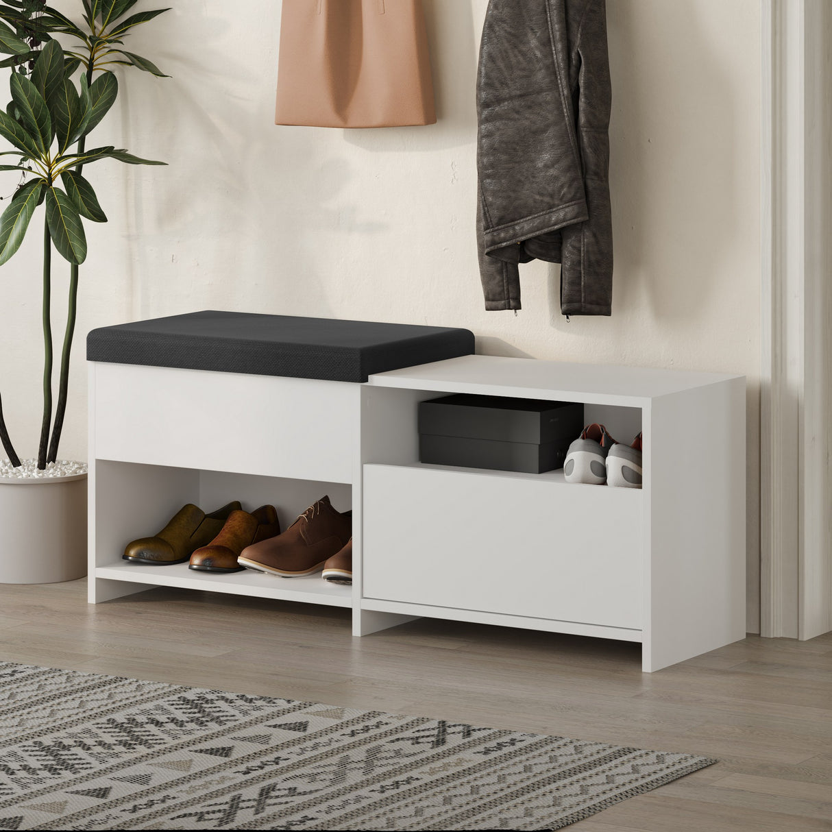 Scarpiera Filux Melaminico Bianco 120,3x51x40,5 cm