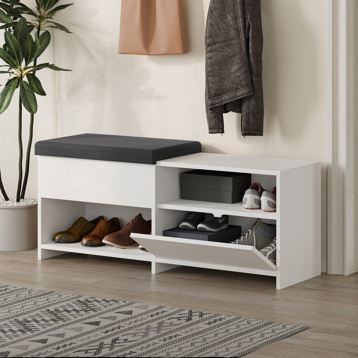 Scarpiera Filux Melaminico Bianco 120,3x51x40,5 cm