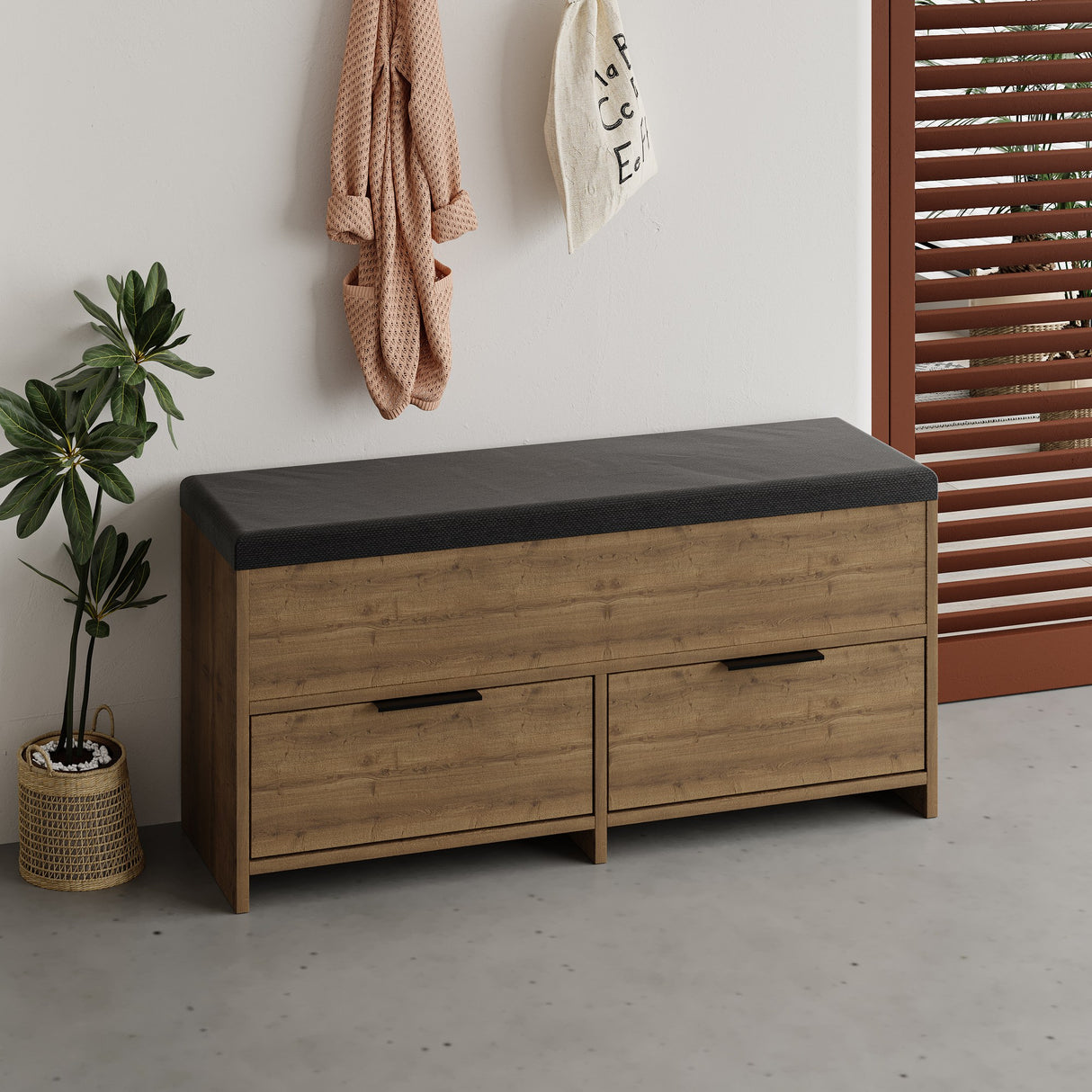 Schoenenkasten - Schoenenkast Cove Naturel Melamine 106x50x34 cm - Dimehouse